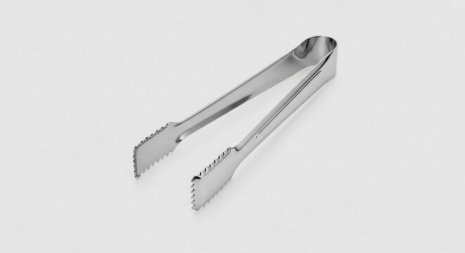 Polished Chrome Ice Tongs with Serrated Ends for Kitchen and Bar Serving