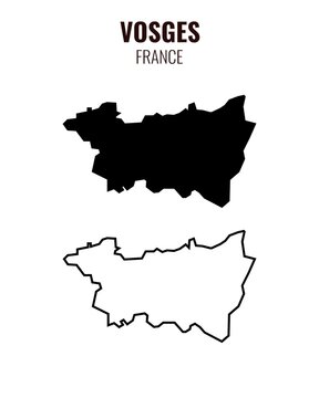 Vosges map vector illustration set, French department silhouette and outline map