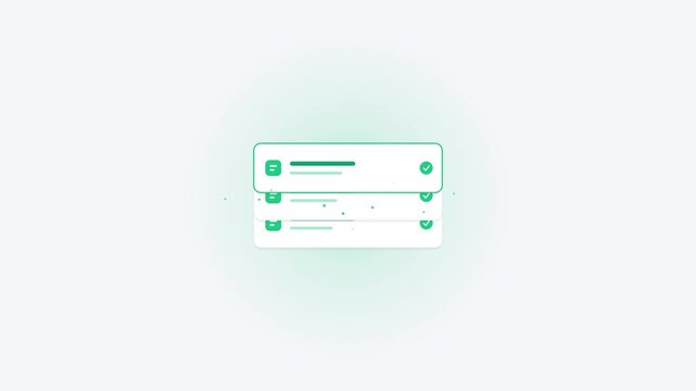 Minimalist task checklist interface showing items being marked complete with green checkmarks and confetti celebrating successful project productivity