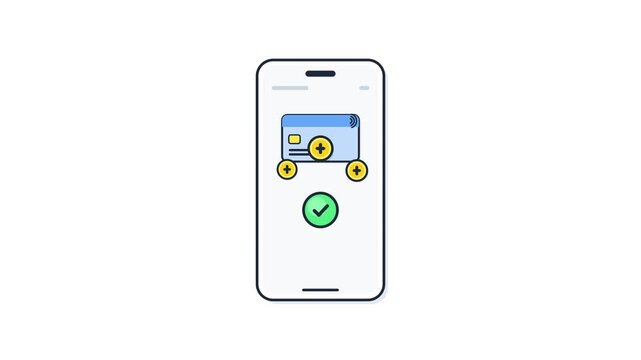 Smart phone displaying contactless mobile payment transaction success with credit card and earning loyalty reward points or cashback coins