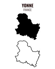 Yonne map vector illustration set, French department silhouette and outline map © Clment