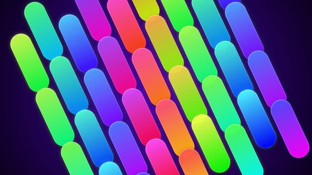 Vibrant rows of colorful rounded capsules arranged in a rhythmic pattern