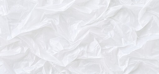 Obraz premium Translucent plastic film with delicate wrinkles in soft white hues, creating a sleek and minimalistic abstract backdrop.