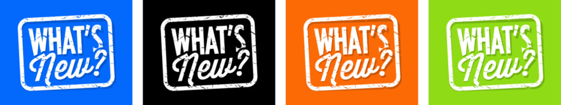 Text "What's new?" on stamp