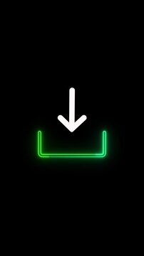 Classic Download Icon Animation on Black Background. Download Progress, Preloader Animation Web Design Template. Seamless Loop Animation in 4K Vertical with Alpha Channel.