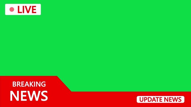 Breaking News Live Broadcast Banner with Red Lower Third, Update News Label and Green Screen Background Motion Graphic