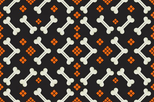 Halloween Bone Pattern with Orange Decorative Elements