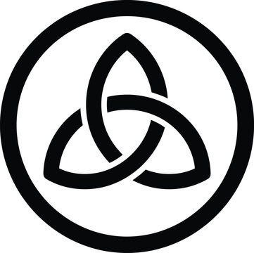 Black Triquetra Celtic Knot Symbol Inside A Circular Frame Design