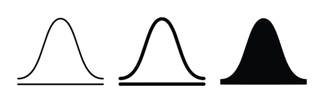 Gaussian Curve Icons, Normal Distribution Graphs, Statistical Bell Shapes