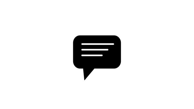 Chat Message Notification Icon Animation with Speech Bubble on white Background