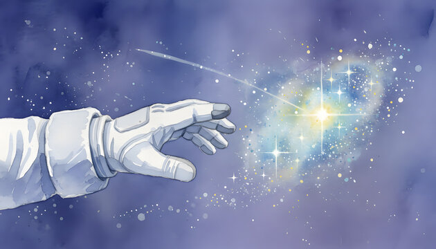 Robotic Hand Reaching for Glowing Firefly in Night Sky