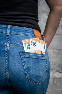 Euro Banknotes in a Back Pocket Represent Hidden Income and Tax Evasion