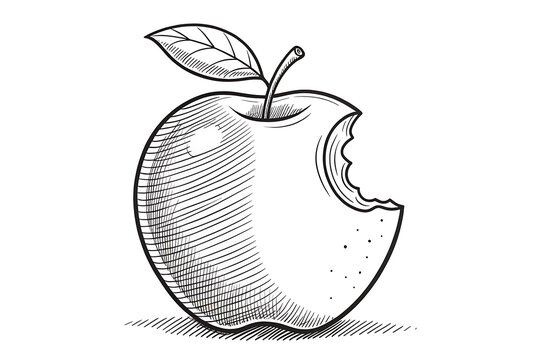Minimalist bitten apple logo with leaf design