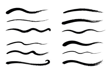 Black Brush Stroke Set Hand Drawn Ink Illustration