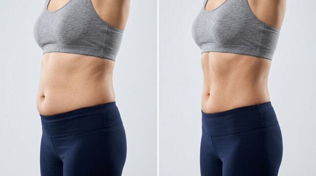 Before and After Weight Loss: Woman's Toned Midsection Comparison
