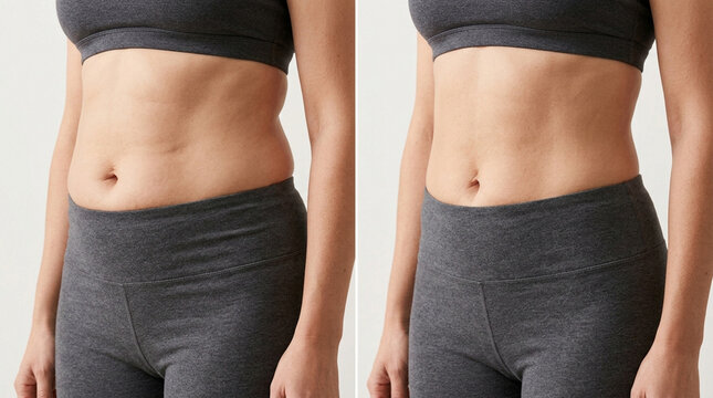 Before and After Weight Loss: Woman's Toned Stomach Comparison