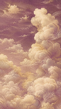 Retro-style Sea of ​​Clouds Fantasy