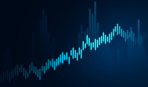 Stock market chart showing business growth, rising trends, financial performance, investment progress, profit increase, and market success indicators.Investment finance chart growth graph.	
