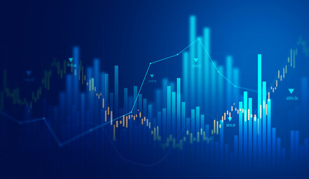 Business analytics dashboard with financial charts, stock market trends and investment performance metrics. Modern finance concept for trading, market research, portfolio growth and economic forecasti