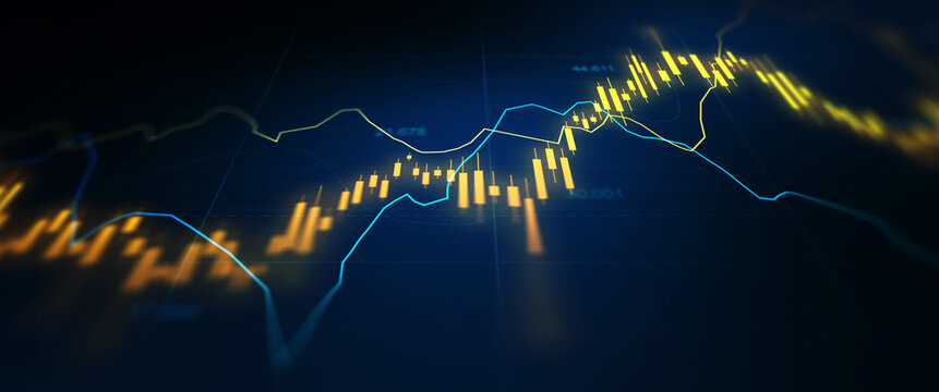 Stock market growth visualization with business data charts, investment statistics and financial performance indicators. Professional trading and wealth management concept for modern investors.