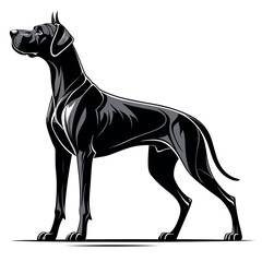 Obraz premium majestic standing great dane dog vector silhouette side profile