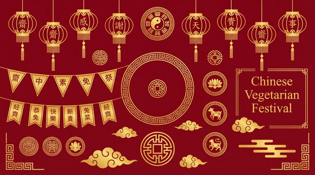 chinese vegetarian festival . J festival vector element for design graphic and background