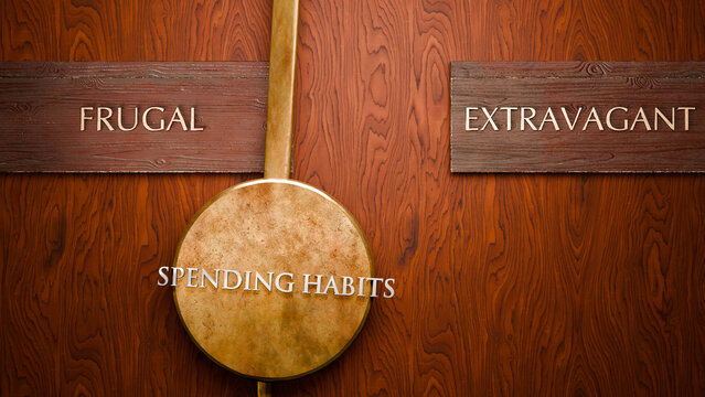 Spending habits swings between frugal and extravagant. Visualizing a repeated pattern of Spending habits that cycles between extremities: frugal and extravagant. ,3d illustration