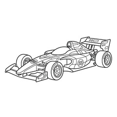 Fototapeta premium Formula 1 Race Car, Line Art Illustration for Coloring and Design