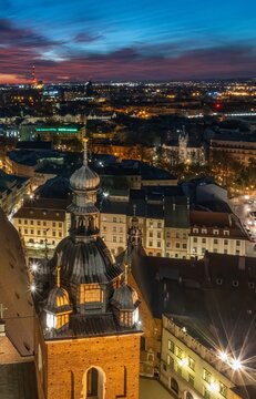 Krakow Main Market Square at blue hour, Poland