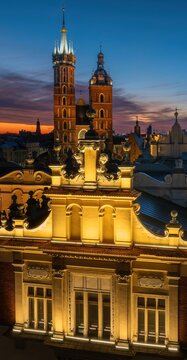 Krakow Main Market Square at blue hour, Poland