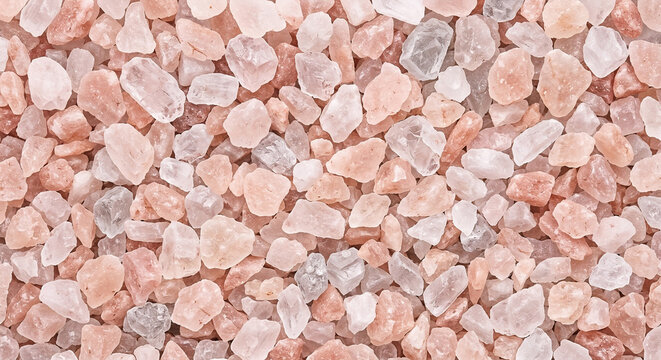 Close up texture of coarse pink Himalayan rock salt crystals