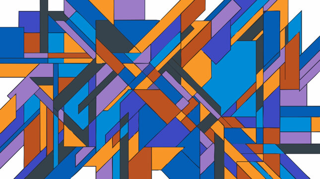 Abstract geometric pattern with colorful intersecting shapes and lines