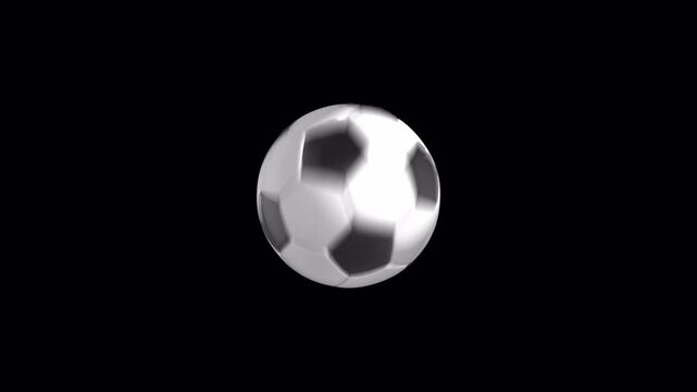 サッカーボール、またはフットボールが高速で縦に回転する、4K画質、背景透過のループ映像素材