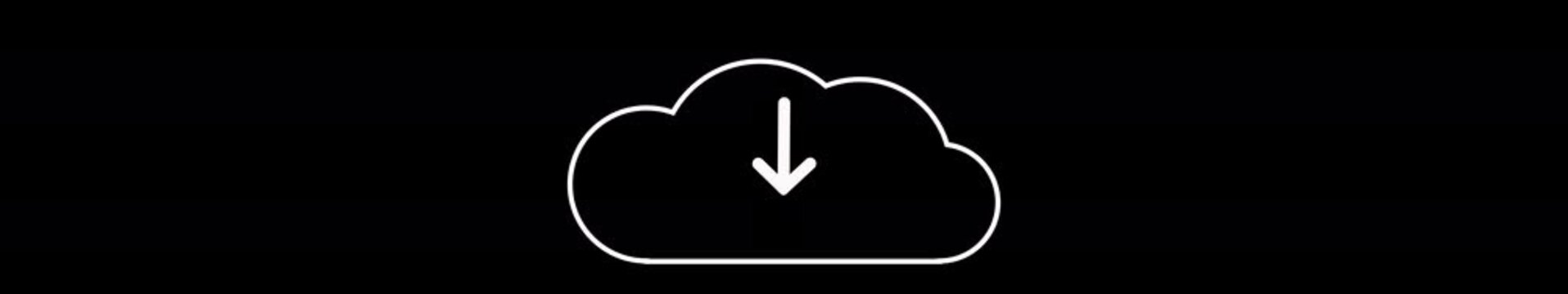 Cloud Download Icon Animation on Black Background. Download Progress, Preloader Animation Web Design Template. Seamless Loop Animation in 4K Ultrawide with Alpha Channel.