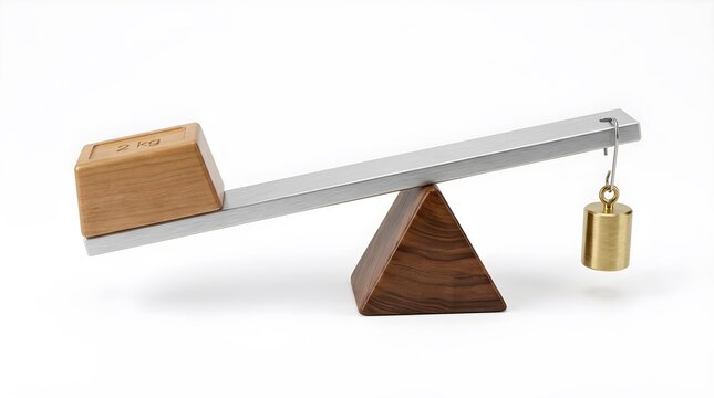 3D Lever System Demonstrating Mechanical Advantage and Physics Balance Principle,3D render illustration demonstrating the fundamental lever principle in classical mechanics. 