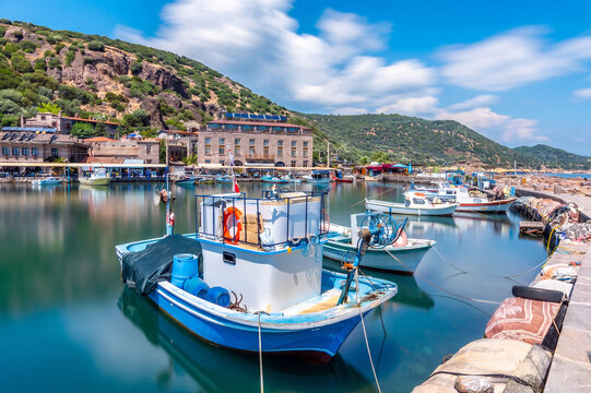 Behramkale ancient harbour view in Canakkale Province in Turkey