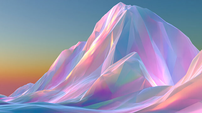 geometric low poly landscape background in vibrant pastel tones, abstract digital art and faceted design concept