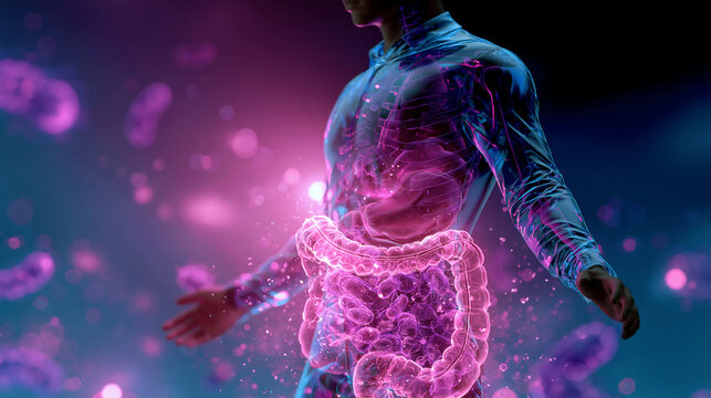 detailed illustration of colorful bacteria organisms floating, biology research and medical science concept