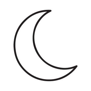 Minimalist line drawing of a crescent moon with smooth, curved edges against a plain background.