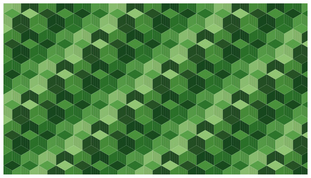 Seamless green geometric isometric cube pattern for fresh professional background layouts.