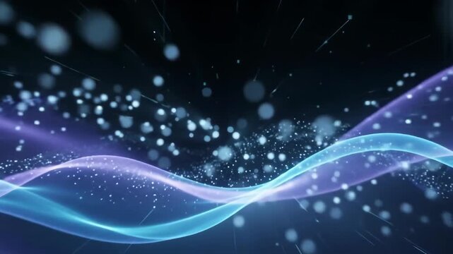 Futuristic Glowing Light Waves and Neon Particles Abstract Technology Background