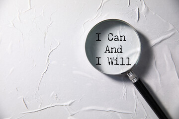 Naklejka premium Motivation words I can and I will, inspiration quote.