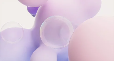 Abstract 3d background with colorful geometric spheres and soap bubbles. © mim.girl