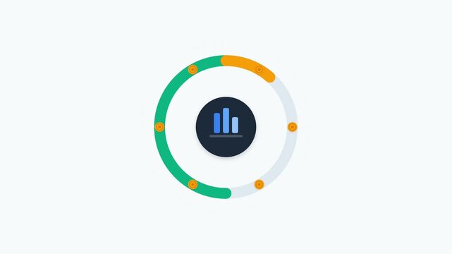 Animated circular progress chart with bar graph icon