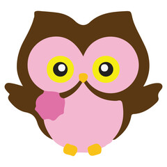 Fototapeta premium Cute owl vector illustration with pink face and brown body