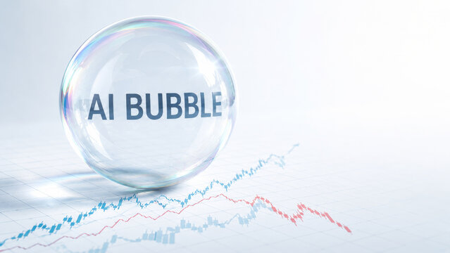 AI bubble illustrating financial risk concept with chart lines, suitable for background