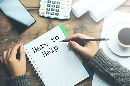 Here to Help text on paper