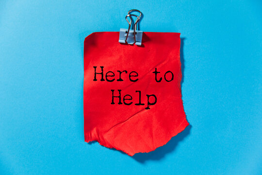 Here to Help text on paper