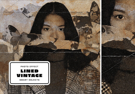 Lined Vintage Photo Effect For Poster And Social Media Design