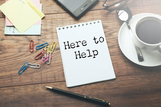Here to Help text on paper